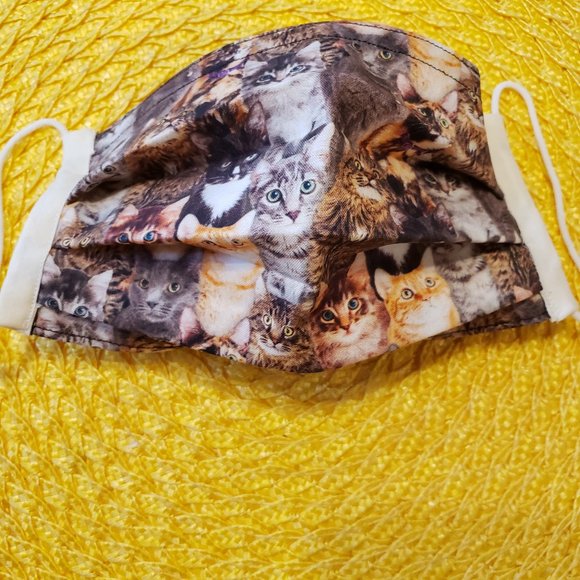 Triple Layer Handmade Face Mask - Fun Kitten Faces - Picture 13 of 16